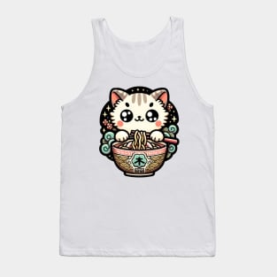 kawaii vintage style japanese ramen cat Tank Top